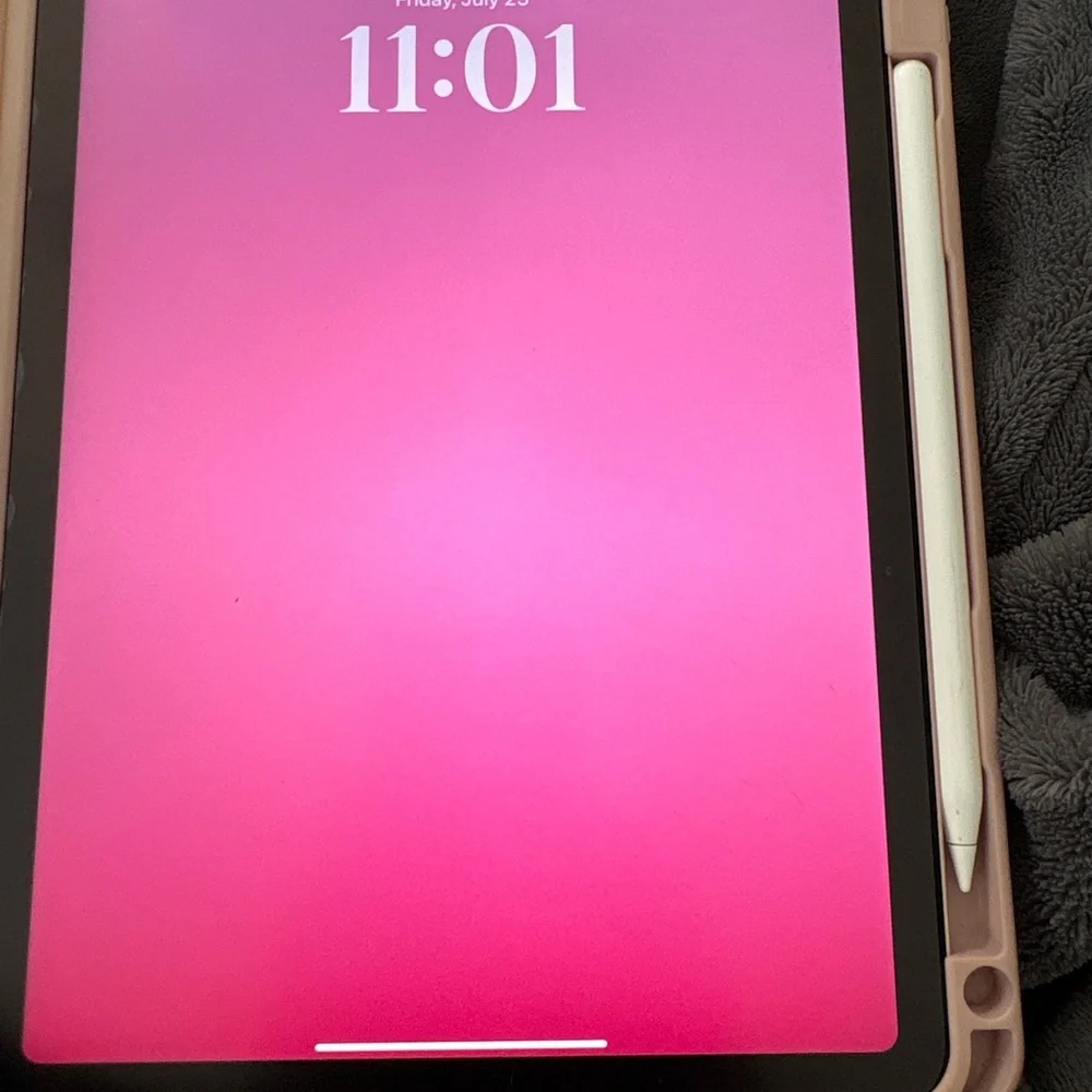 Apple iPad in Rose Gold with White Pencil